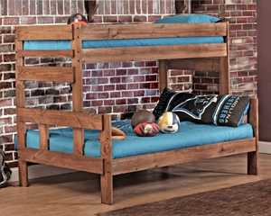 Full Stackable Rustic Bunk Bed, Distressed Wood Bunk Beds
