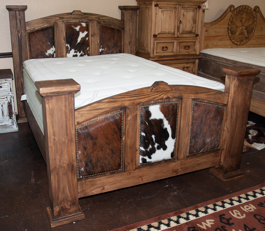 Inlayed Cowhide Bed Rick S Home Store